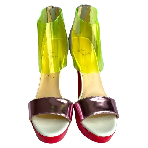 CHRISTIAN LOUBOUTIN Multicolor Leather and PVC Dufoura Platform Sandals, 39.5