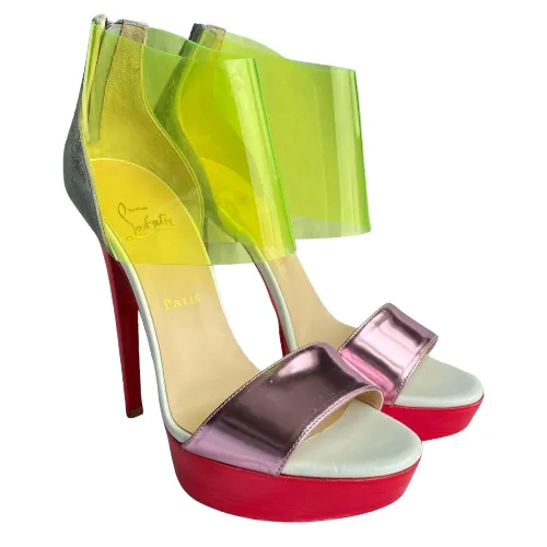 CHRISTIAN LOUBOUTIN Multicolor Leather and PVC Dufoura Platform Sandals, 39.5