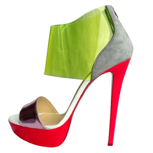 CHRISTIAN LOUBOUTIN Multicolor Leather and PVC Dufoura Platform Sandals, 39.5