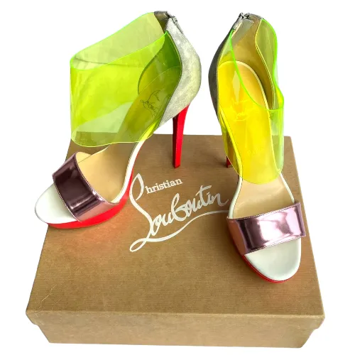 CHRISTIAN LOUBOUTIN Multicolor Leather and PVC Dufoura Platform Sandals, 39.5