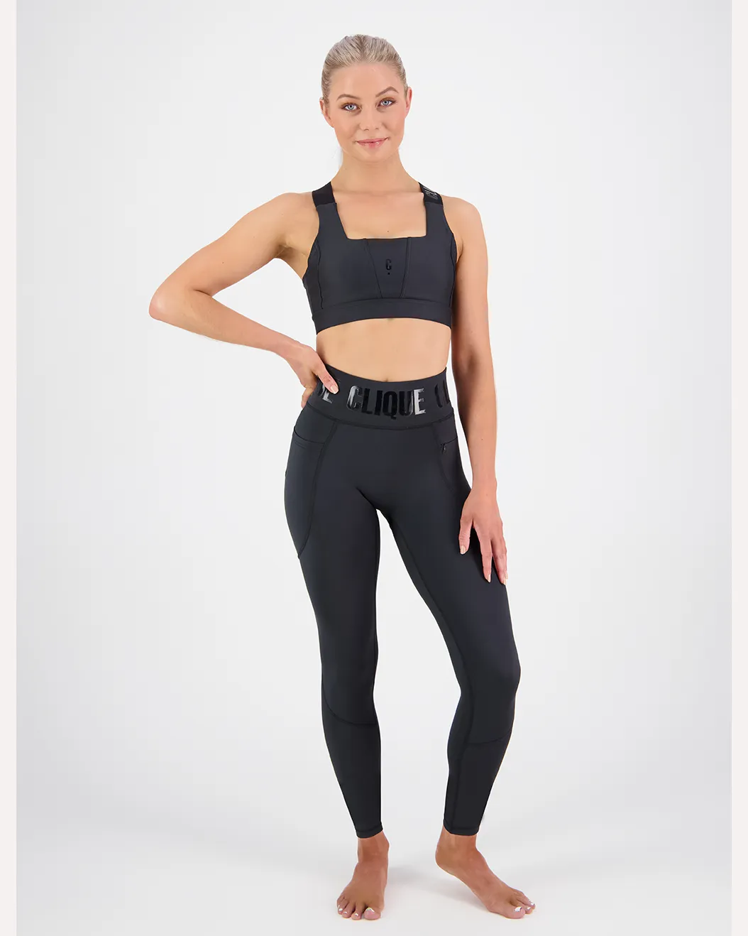 Clique Zone Compression Full Length Short Tight - Stealth