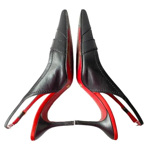DOLCE & GABBANA XX Anniversary Black Leather Slingback Pointed Toe Pumps, 37.5