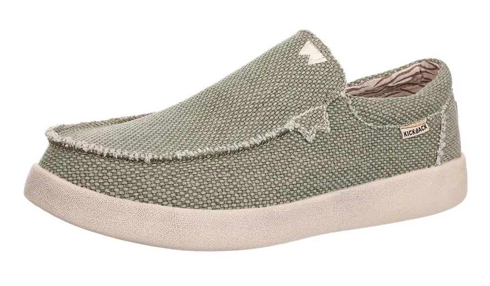 Kickback Mens Don Juan Slip On Woven Canvas Shoes - Khaki