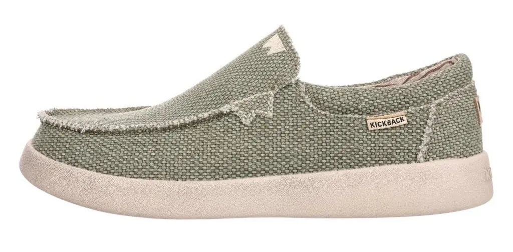 Kickback Mens Don Juan Slip On Woven Canvas Shoes - Khaki