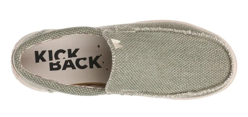 Kickback Mens Don Juan Slip On Woven Canvas Shoes - Khaki