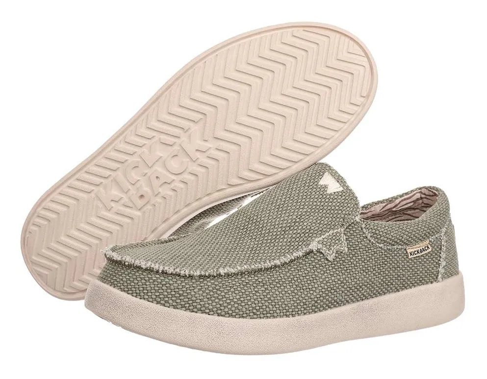 Kickback Mens Don Juan Slip On Woven Canvas Shoes - Khaki