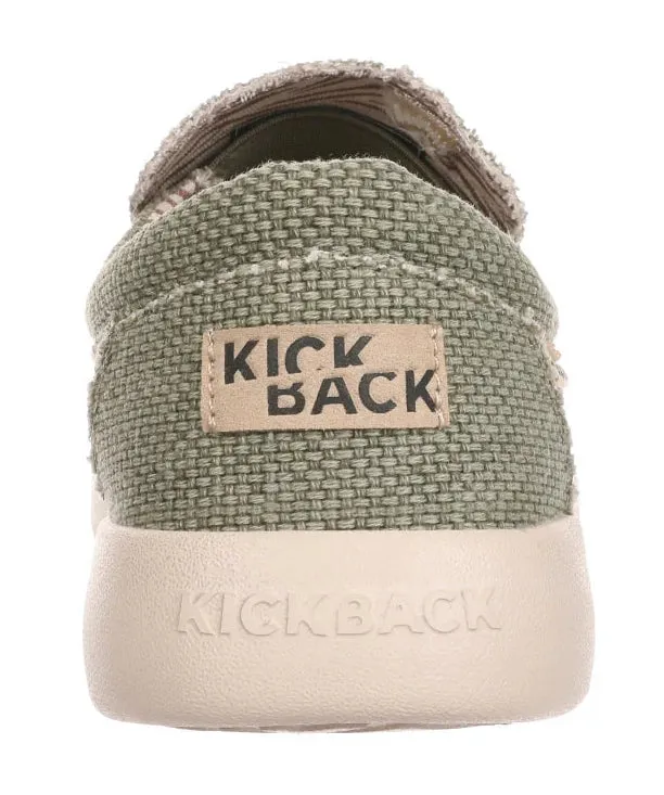 Kickback Mens Don Juan Slip On Woven Canvas Shoes - Khaki