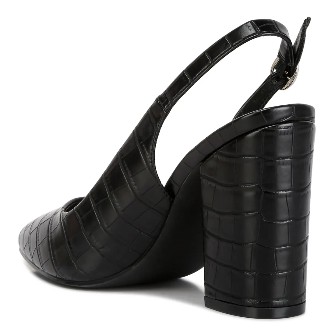 Macha Croc Texture Sling Back Heels