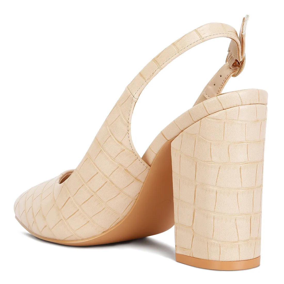 Macha Croc Texture Sling Back Heels