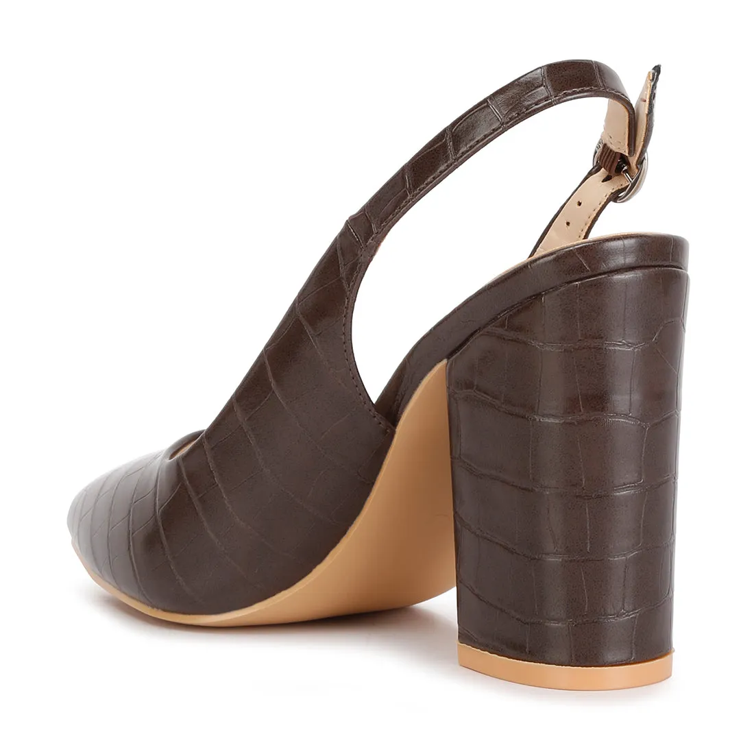 Macha Croc Texture Sling Back Heels