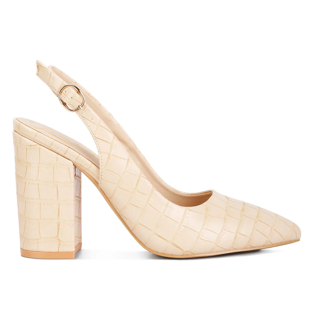 Macha Croc Texture Sling Back Heels