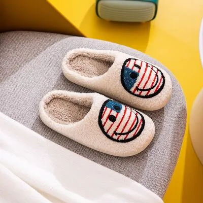 Melody Smiley Face Slippers- American Flag