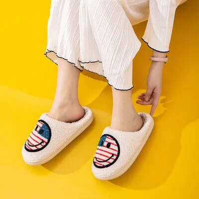 Melody Smiley Face Slippers- American Flag