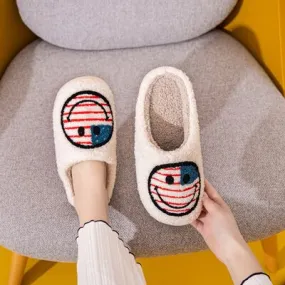 Melody Smiley Face Slippers- American Flag