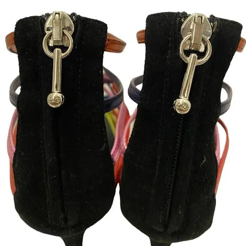 NEW DOLCE&GABBANA Metallic Rainbow Color Leather Strappy Heeled Sandals, 36.5