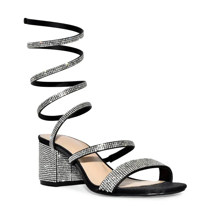 Rhinestone Spiral Low Block Heels Larina-192