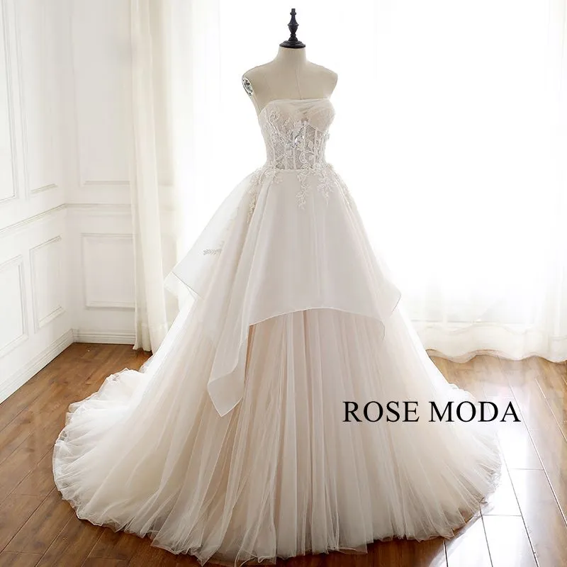 Rosemoda Illusion Exposed Boned Ball Gown Wedding Dress