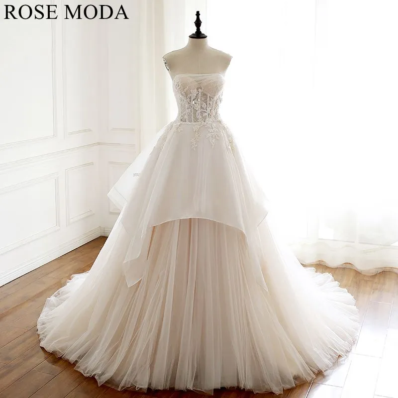 Rosemoda Illusion Exposed Boned Ball Gown Wedding Dress