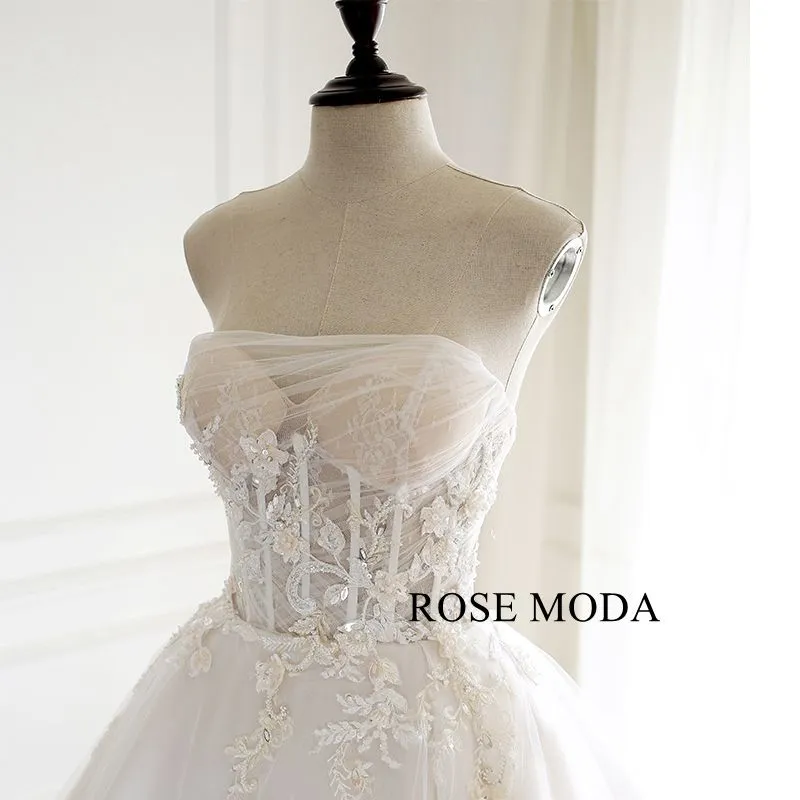 Rosemoda Illusion Exposed Boned Ball Gown Wedding Dress