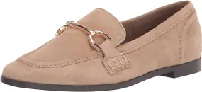 Steve Madden Carrine Tan Suede Slip On Almond Toe Stacked Flat Heel Dress Loafer