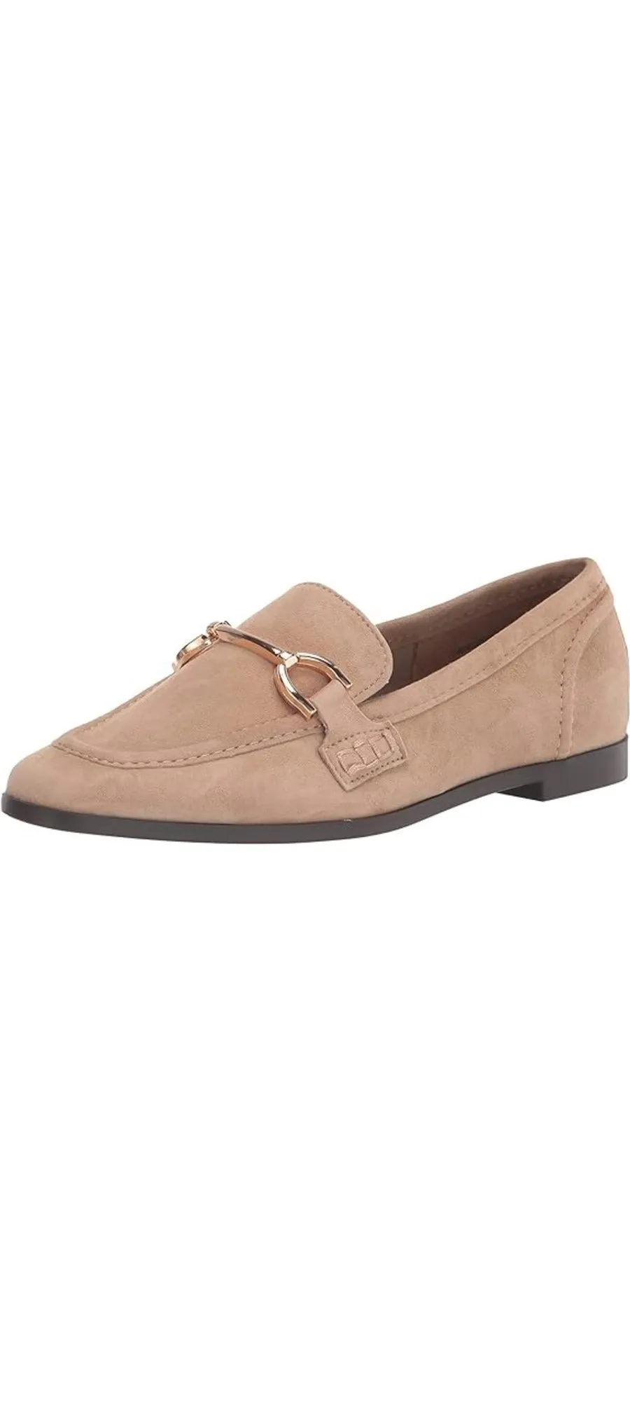 Steve Madden Carrine Tan Suede Slip On Almond Toe Stacked Flat Heel Dress Loafer