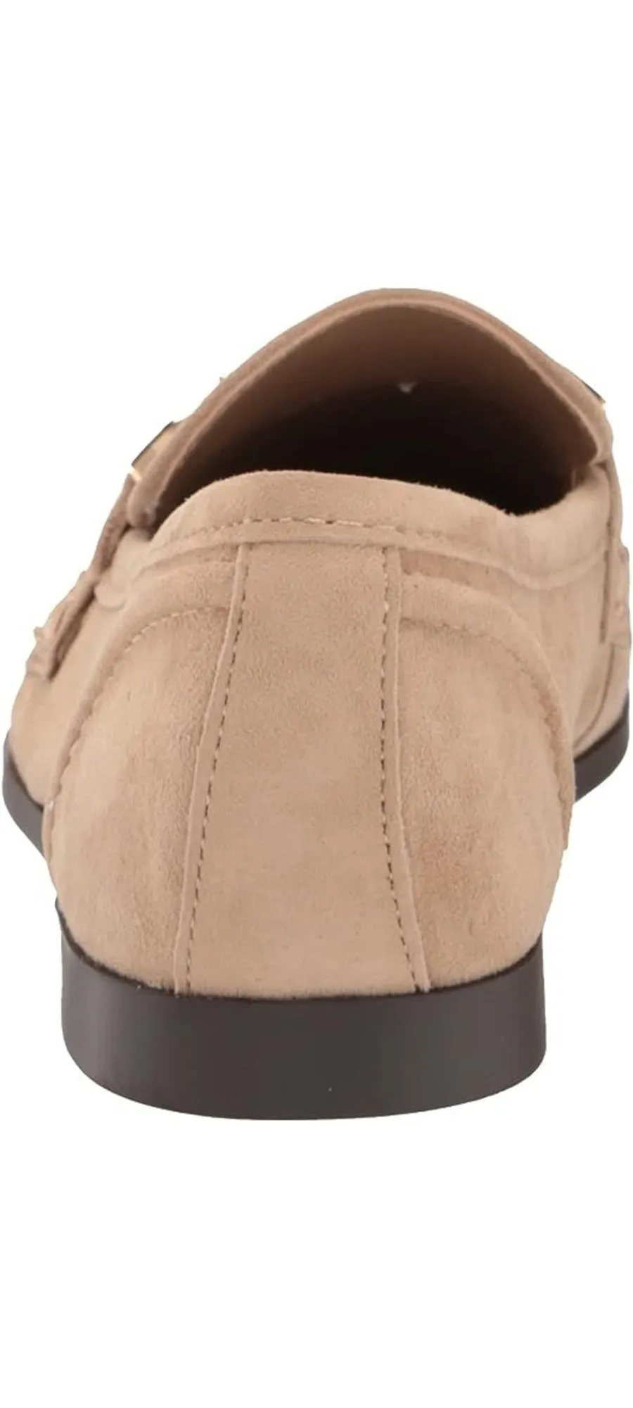 Steve Madden Carrine Tan Suede Slip On Almond Toe Stacked Flat Heel Dress Loafer