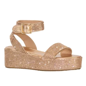 Surprise - All Around Rhinestones Embellished Platform Ankle Strap Sandals