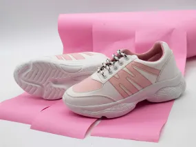 White Stylish Pink Striped Casual Sneaker